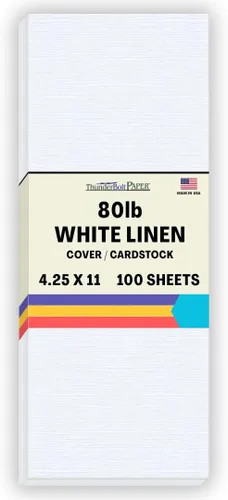 Miniatura 29 de 100 hojas de papel de cubierta de lino blanco brillante 80# – 4.5 x 6.5 pulgadas, invitación 1/2 pulgada más pequeña que 5 x 7 – peso de tarjeta