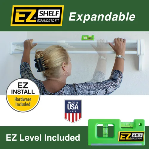 Miniatura 3 de EZ Shelf - Barra y estante de armario expandible de 65.3 a 120 pulgadas - Capacidad de 200 libras - Rápida - Estantes de armario de instalación