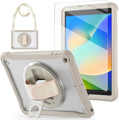 Miniatura 14 de BLOSOMEET Funda transparente para iPad de 9ª/8ª/7ª generación 2021/2020/2019 de 10.2 pulgadas con protector de pantalla de vidrio templado y soporte