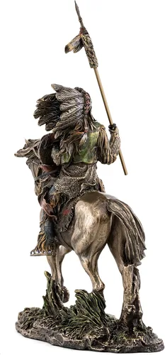 Miniatura 4 de Top Collection Mandan Indian Chief Statua - Escultura nativa americana en bronce fundido en frío de alta calidad, figura coleccionable de la tribu