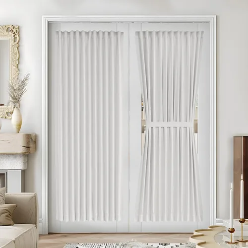 Miniatura 89 de Vatge - Cortinas autoadhesivas para puerta francesa, tratamiento de ventana con filtro de luz sin varillas ni perforaciones para puertas de cristal