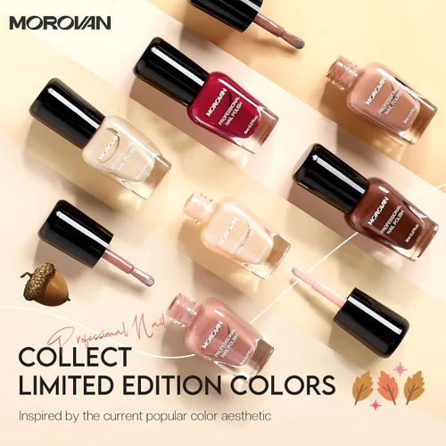 Miniatura 8 de Morovan Juego de Esmaltes de Uñas Marrones: Kit de Esmalte de Uñas Nude Chocolate Oscuro de Invierno Secado Rápido al Aire Regular Paquete