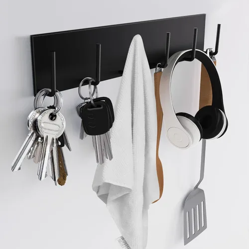 Miniatura 11 de 2 piezas de soporte magnético para llaves de pared, soporte magnético para llaves con 6 ganchos para puerta delantera de metal, soporte magnético