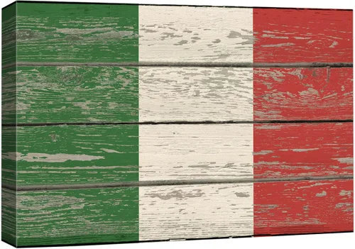 wall26 - Cuadro en lienzo para pared, bandera italiana en paneles de madera vintage retro, arte digital de cultura pop, arte moderno tradicional,