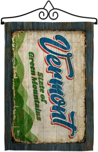 Vermont - Juego de bandera vintage de jardín, colgador de pared de Estados Unidos, territorios de Estados Unidos, República de Estados Unidos, área
