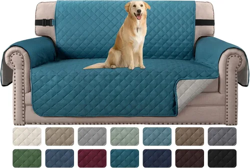 Miniatura 49 de H.VERSAILTEX Funda de sofá resistente al agua para sofá de 3 cojines, reversible, protector de muebles acolchado con correa elástica, funda de sofá