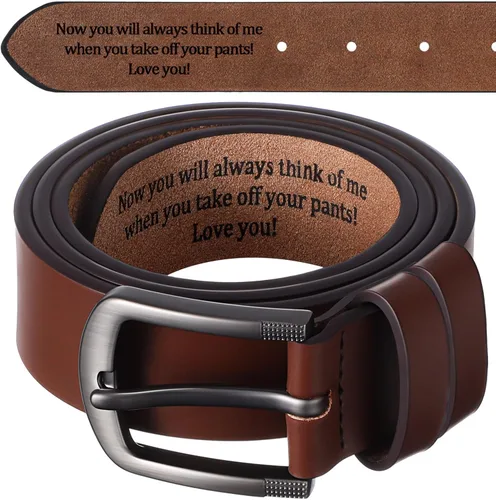 Cinturón para hombre de regalo para marido, cinturones personalizados para hombres, regalo de cuero grabado para él, cumpleaños, aniversario, boda