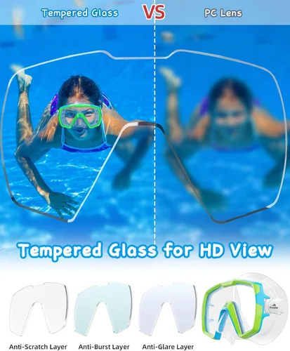 Miniatura 5 de Freela Gafas de natación para niños con cubierta de nariz para 6 a 16 años, paquete de 2 máscaras de natación de visión amplia, antiniebla, sin