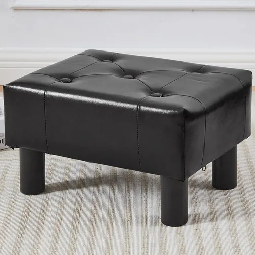 Miniatura 22 de Taburete pequeño otomano, reposapiés otomano de lino, reposapiés para sofá, reposapiés rectangulares y otomanos, pequeño para sala de estar, entrada