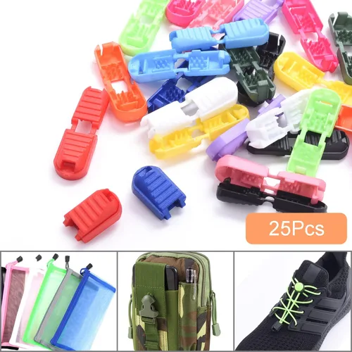 Miniatura 4 de 25 paquetes de puntas elásticas para cordones de zapatos, tapas de extremos de cordones de zapatos, cierres de cordones sin atado para tenis