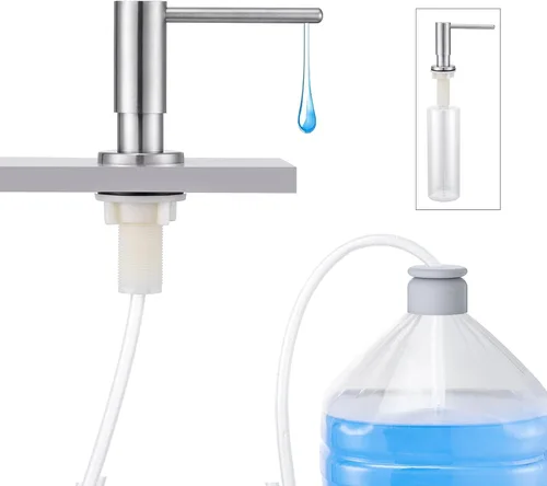 Miniatura 10 de Dispensador de jabón para fregadero de cocina con botella de 17 onzas y kit de tubo de extensión de 40 pulgadas, dispensador de jabón integrado
