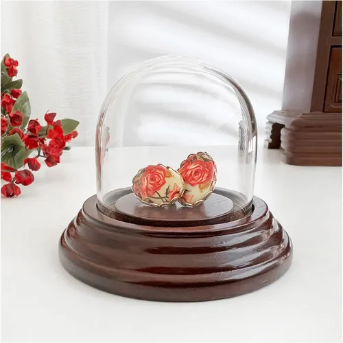 Miniatura 2 de Plymor 1.875" x 1.875" Mini cristal Display Dome Cloche (base de chapa de caoba oscura)