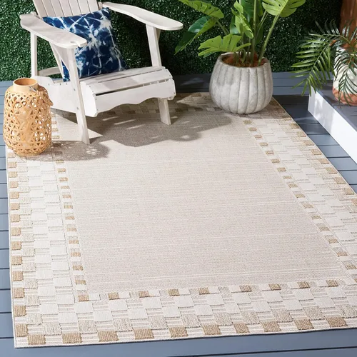 Miniatura 5 de SAFAVIEH Alfombra lavable para exteriores Global Collection – Alfombra de pasillo de 2.2 x 8 pies, beige y beige claro, no desprende pelusa y fácil