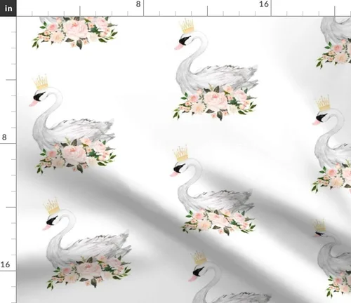 Miniatura 2 de Spoonflower Tela: rosas de cisne, flores florales blancas, rosa y negro, estampado de boda en tela de algodón distintiva por The Yard - Coser
