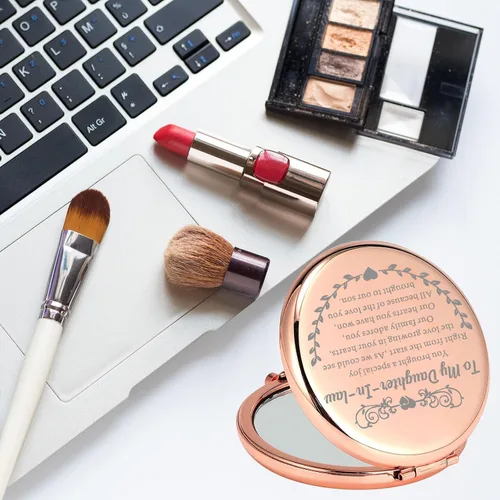 Miniatura 5 de MYOSPARK Regalos para nuera para mi nuera Espejo de maquillaje compacto para boda para novia para ser regalo de suegra (espejo de hijas)