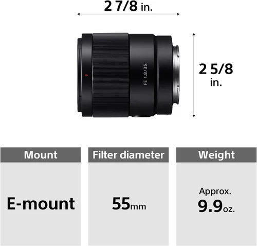 Miniatura 5 de Sony FE 35mm F1.8 Lente Prime de Gran Apertura (SEL35F18F)