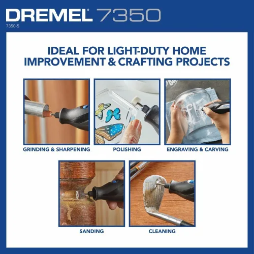 Miniatura 7 de Dremel 7350 Kit de herramientas rotativas inalámbricas de 4 V con 5 accesorios y batería recargable USB-C, velocidad única para tallar, grabar