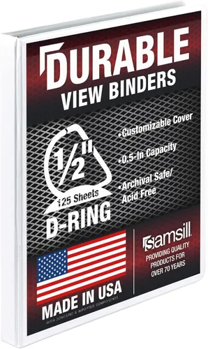 Miniatura 33 de Samsill Carpeta duradera de 1.5 pulgadas, fabricada en los Estados Unidos, carpeta de anillos en D, carpeta transparente personalizable, color rojo