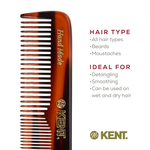 Miniatura 6 de Kent NU19 Set de regalo, con peine de bolsillo de dientes finos y dientes anchos OT para cabello, bigote y barba para hombres, mujeres y niños.