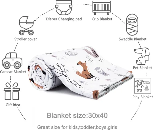 Miniatura 7 de HOMRITAR Manta de bebé para niños y niñas, manta de felpa suave de visón con respaldo punteado de doble capa para niños pequeños con zorros