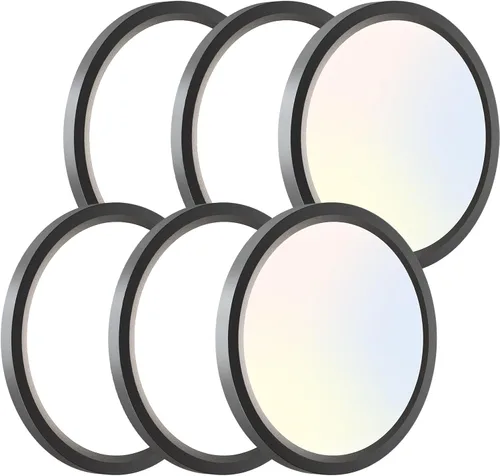 Miniatura 57 de Zemty Paquete de 8 lámparas de techo LED de montaje empotrado de 12 pulgadas, lámpara de techo súper delgada de 28 W 3200 lm, lámpara de techo Negro