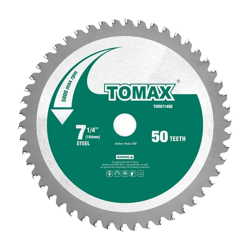 Miniatura 6 de TOMAX Hoja de sierra de acero y metal ferroso de nivel industrial de 48 dientes de 6-1/2 pulgadas con eje de 5/8 pulgadas