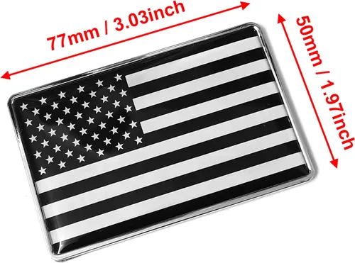 Miniatura 2 de PTDecals 1 PIEZA Metal 3D Emblema de Bandera de Estados Unidos en Negro y Blanco Adhesivo para Vehículo Coche Auto Paragolpes Delanteros, Ventana