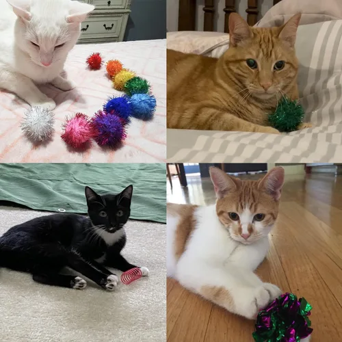 Miniatura 8 de Juguetes para gatos para interiores, paquete de 35 juguetes interactivos para gatos, incluye bolas arrugadas, bolas brillantes, resortes en espiral