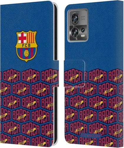 Head Case Designs Funda de piel con licencia oficial del FC Barcelona con logotipo y patrón de Forca Barca para Motorola Moto Edge 30 Fusion
