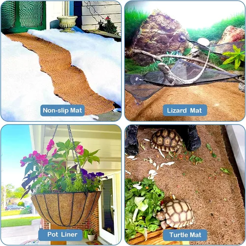 Miniatura 6 de Rollo de revestimiento de coco natural de 16 x 80 pulgadas para macetas, tapete de fibra de coco, cesta de flores, decoración de jardín, tapetes