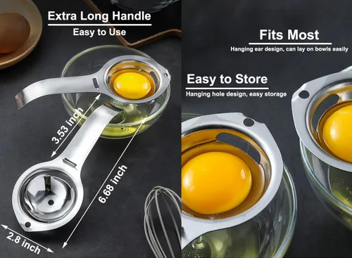 Miniatura 5 de Separador de huevos, filtro blanco de yema de huevo, divisor de huevo de grado alimenticio, tamiz de huevo de acero inoxidable, utensilios
