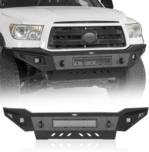 Tundra parachoques delantero de ancho completo con placas de deslizamiento y focos LED para camionetas Toyota Tundra 2007-2013