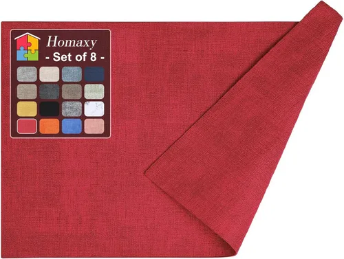 Miniatura 62 de Homaxy - Juego de 6 manteles individuales de piel sintética resistentes al calor para mesa de comedor, impermeables, lavables, limpiables, manteles