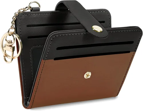 Miniatura 22 de Airkit Billeteras pequeñas para mujer, con bloqueo RFID, de cuero, con ventana de identificación, carteras para tarjetas para mujer, con monedero