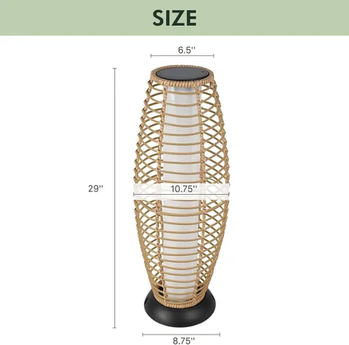 Miniatura 9 de Solar Yard Lámpara de pie para exteriores, luces de patio, farol con energía solar, resistente a la intemperie, luces de mimbre para terraza