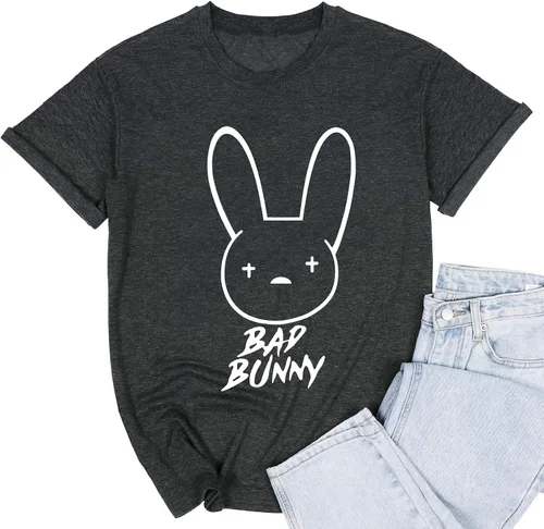 Miniatura 7 de Bad Bunny - Camiseta de Pascua para mujer, diseño divertido de conejo, para verano, vacaciones, hip hop, regalo