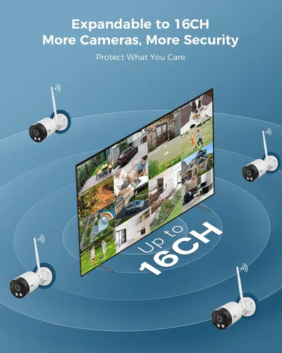 Miniatura 8 de Hiseeu Cámara de seguridad inalámbrica 4K/8MP para exteriores, sistema de cámara WiFi Pro 5G/2.4G para seguridad del hogar, kit de 4 cámaras, visión