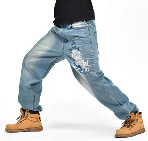 Miniatura 4 de Y2K Jeans - Pantalones de mezclilla para hombre, estilo hip hop, estilo vintage, bordados, estilo gótico, recto, holgados, pierna ancha