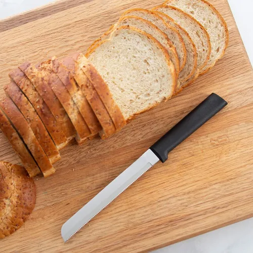 Miniatura 4 de Rada Cuchillo de pan para cubiertos con hoja dentada con resina de acero inoxidable, fabricado en los Estados Unidos, paquete de 1, mango negro