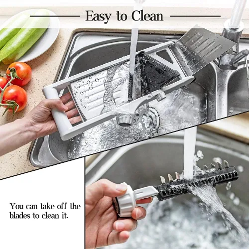 Miniatura 6 de VEKAYA Cortadora de mandolina para cocina, rebanadora de vegetales profesional de acero inoxidable con grosor ajustable, guantes de seguridad