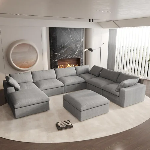 Miniatura 48 de Cloud - Sofá modular convertible de 80.3 pulgadas en forma de L para sala de estar con otomana de almacenamiento, sofás profundos minimalistas
