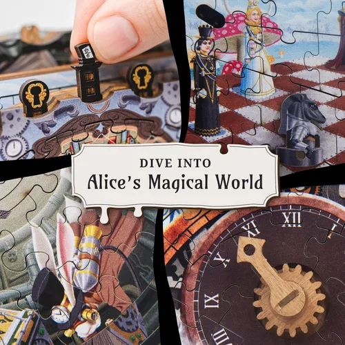 Miniatura 3 de iDventure Cluepuzzle Puzzle Adventure Alicia in Wonderland Rompecabezas secuenciales caja de rompecabezas para adultos y mayores de 10 años Caja