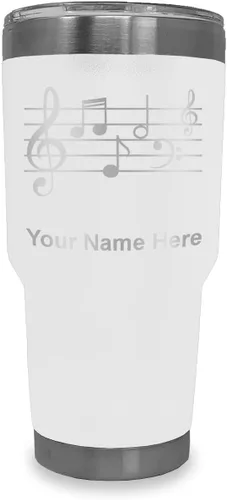Miniatura 23 de LaserGram Vaso aislado al vacío de 20 onzas, personal de música, grabado personalizado incluido (negro)