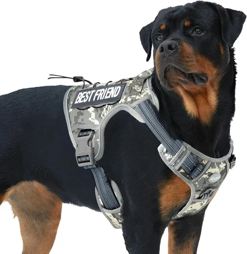 Miniatura 75 de Auroth - Arnés táctico para perros pequeños y medianos, sin tirones, arnés ajustable para mascotas, reflectante, K9, entrenamiento, trabajo, de Gris