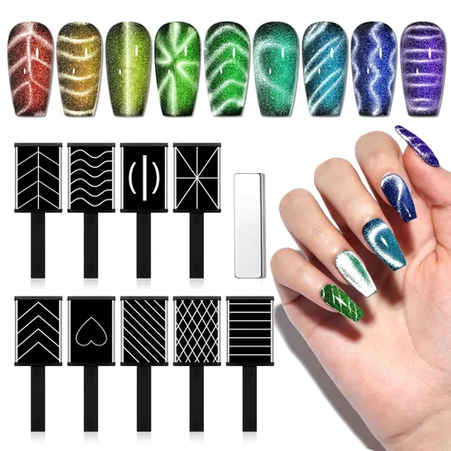 Miniatura 16 de SAVILAND Essentials Ojo de Gato Magnético para Uñas: Esmalte de Uñas Gel Ojo de Gato Marrón 3-en-1 N35 Neodimio Barra Magnética de Tira Larga