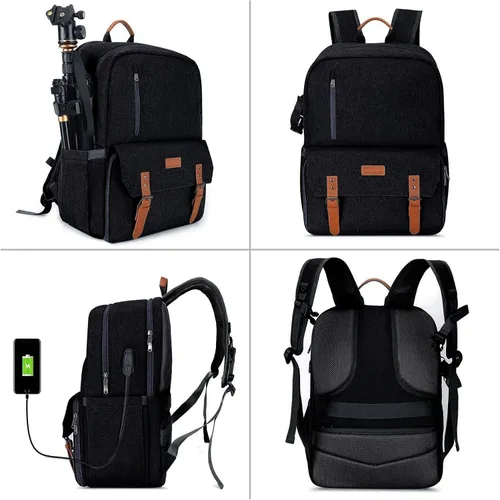 Miniatura 2 de MOSISO Mochila para cámara de 17.3 pulgadas, DSLR/SLR/Funda sin espejo con compartimento para laptop y bolsa de inserción de fotografía incorporada
