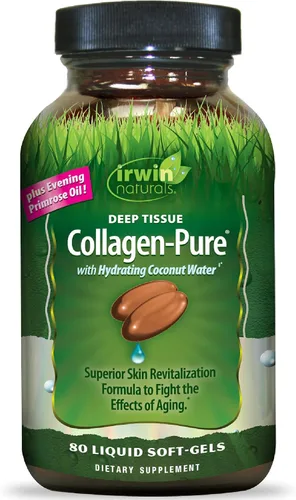 Irwin Naturals Colágeno de tejido profundo puro, 80 cápsulas blandas líquidas, nutrición intensa para la piel, 2,000 mg de colágeno hidrolizado, 16