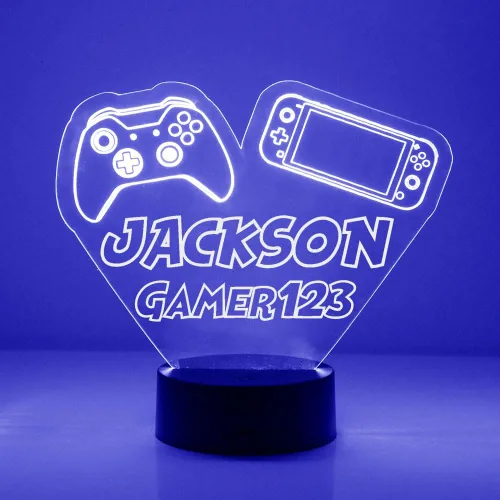 Lámpara de luz nocturna LED personalizada para juegos con control remoto, texto personalizado, pantalla acrílica con 16 colores y 4 modos, batería o