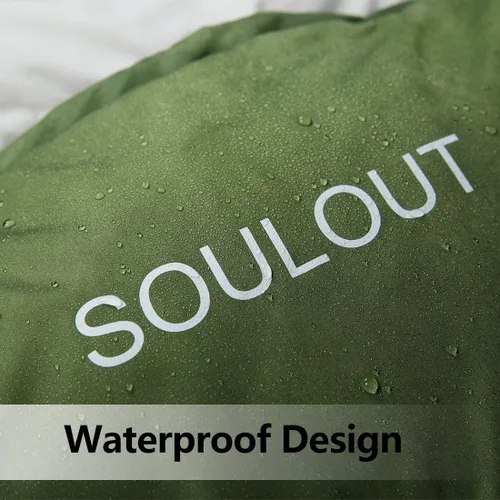Miniatura 4 de Saco de dormir de 3 a 4 estaciones para adultos y niños, bolsa de camping ligera y cálida para clima frío con saco de compresión impermeable - Verde