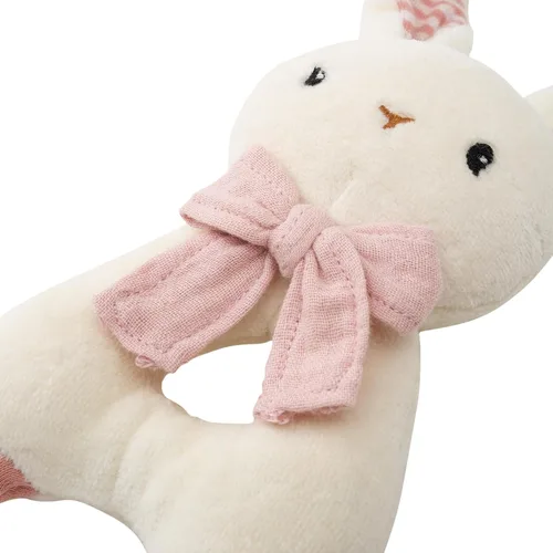 Miniatura 3 de Juguetes de peluche de algodón orgánico para bebé, tela de peluche y anillo de agarre de mano, sonajeros, juego de juguetes de peluche para recién